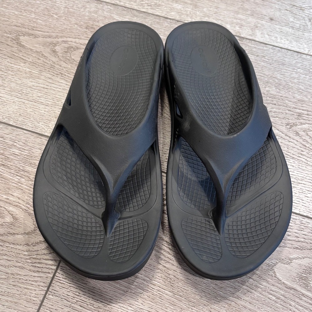 OOFOS OOriginal Recovery Sandals Mens 11 Womens 13 Black Flip Flops Comfort - Picture 4 of 7